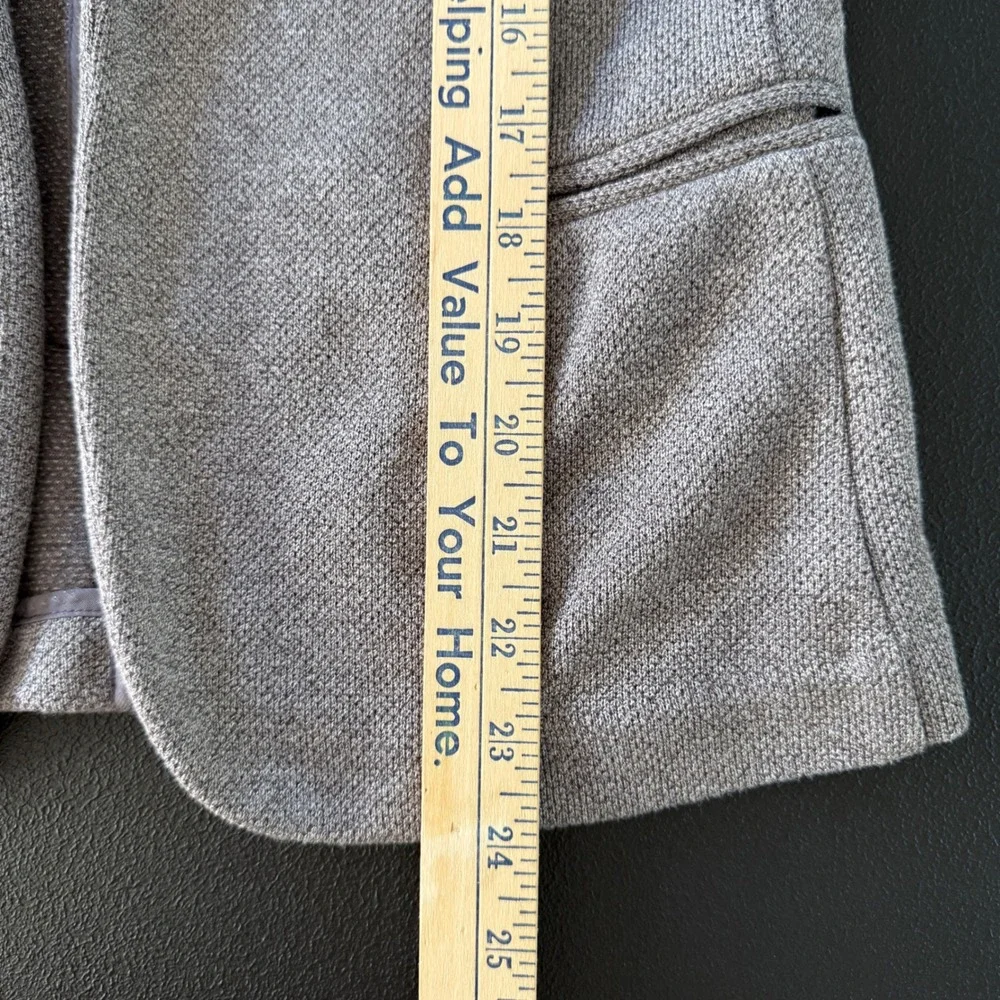 Skies Are Blue Blazer Womens M Grey Open Front Knit Cuffed 3/4 Sleeve Soft Comfy